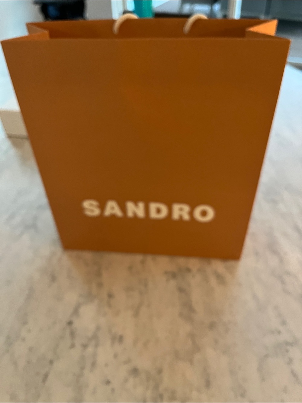 Sandro Orange Paper Shopping Bag with White Logo
